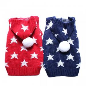 Kaputzen Hundepullover ,Strickpullover für Hunde BLAU STAR