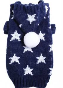 Kaputzen Hundepullover ,Strickpullover für Hunde BLAU STAR