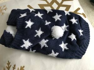 Kaputzen Hundepullover ,Strickpullover für Hunde BLAU STAR