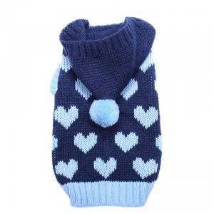 Kaputzen Hundepullover ,Strickpullover für Hunde BLUE HERZ