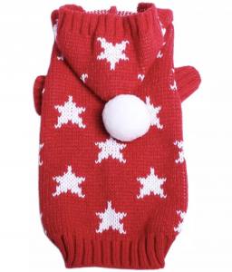 Kaputzen Hundepullover ,Strickpullover für Hunde RED STAR