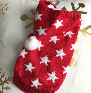 Kaputzen Hundepullover ,Strickpullover für Hunde RED STAR