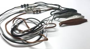 Parcord 3 Steine GREY Vorführleine,Ausstellungsleine,Lederhalsung 4 mm
