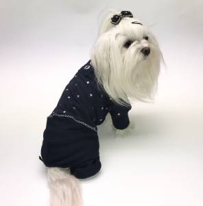 Pyjama  * DARKBLUE SILVERSTAR  für Hunde Restposten