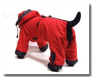 Regenanzug für Hunde RED LUNA extra für Weibchen mit D-Ring