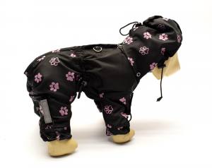 Regenanzug für Hunde TATZE LILA mit D-Ring extra für Weibchen
