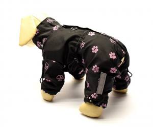 Regenanzug für Hunde TATZE LILA mit D-Ring extra für Weibchen