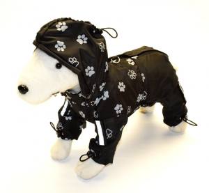 Regenanzug für Hunde TATZE SCHWARZ mit D-Ring