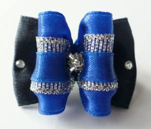 Hunde Schleife Exclusive BIG BLUE STRASS