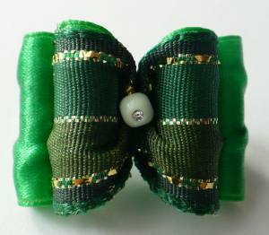 Hunde Schleife Exclusive BIG DARK GREEN PEARL
