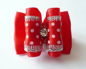 Hunde Schleife Exclusive BIG RED DOTS STRASS