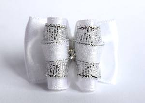 Hunde Schleife Exclusive BIG WHITE SILBER STRASS
