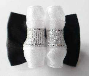 Hunde Schleife Exclusive WHITE BLACK SILVER