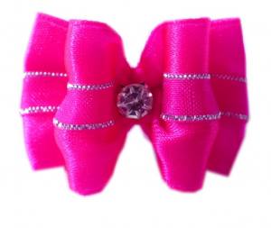 Hunde Schleife Exclusive BIG DARK PINK STRASS