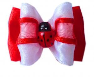 Hunde Schleife LADY BUG WHITE