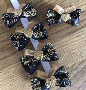 Hunde Schleife ,Spange GOLD HEART BLACK