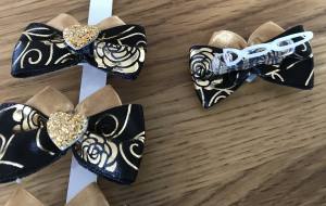 Hunde Schleife ,Spange GOLD HEART BLACK