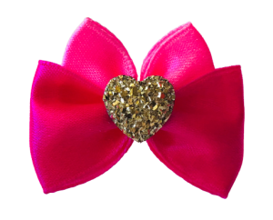 Hunde Schleife ,Spange GOLD HEART PINK