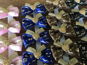 Hunde Schleife ,Spange GOLD HEART farben Wahl