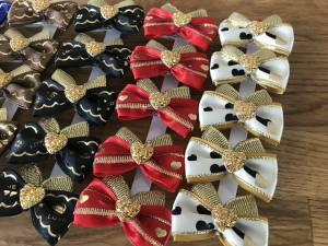 Hunde Schleife ,Spange GOLD HEART farben Wahl