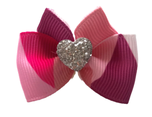 Hunde Schleife ,Spange SILVER HEART ROSE