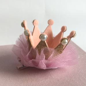 Hunde Spange BIG Krone Rosa Gold