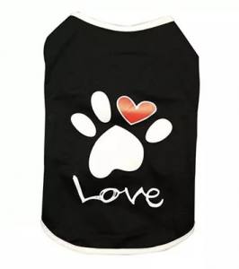 Hunde T-Shirt LOVE PAW BLACK