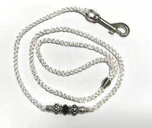 Vorführleine,Ausstellungsleine 4mm mit Karabinerhaken WEISS