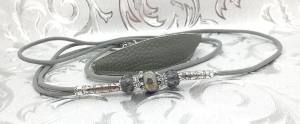 Parcord 3 Steine GREY Vorführleine,Ausstellungsleine,Lederhalsung 4 mm