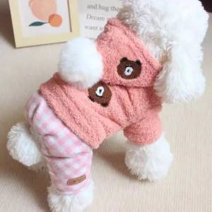 Hunde Winteranzug Bärchen rosa dick gefüttert