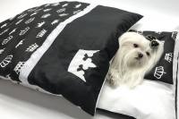 Hunde Bettdecke mit Kissen KRONE SCHWARZ