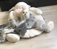 Hundebett SHEEP GREY inkl.Decke,Kissen ,Herz Spielzeug