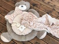 Hundebett Teddy braun /beige mit Decke,Kissen,Knochen,Schnüffeltepich