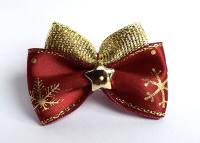 Hundeschleife Weihnachten Weinrot Gold