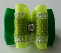 Hunde Schleife Exclusive BIG GREEN  STRASS 1