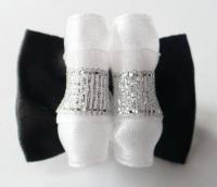 Hunde Schleife Exclusive WHITE BLACK SILVER