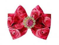 Hunde Schleife FLOWERS ROSE PINK