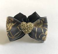 Hunde Schleife ,Spange GOLD HEART GREY