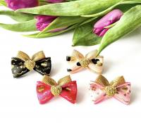 Hunde Schleife ,Spange GOLD HEART farben Wahl