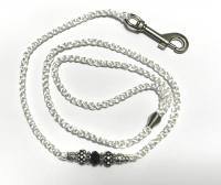 Vorführleine,Ausstellungsleine 4mm mit Karabinerhaken WEISS