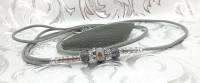 Parcord 3 Steine GREY Vorführleine,Ausstellungsleine,Lederhalsung 4 mm